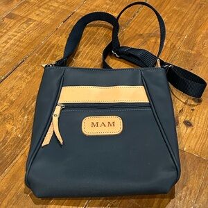 Jon Hart Navy and Tan Crossbody Bag like new adjustable strap